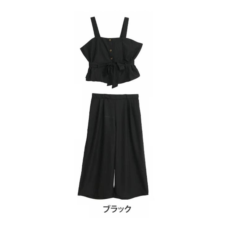 リネンライク ビスチェ＆ワイドパンツ セットアップ[品番