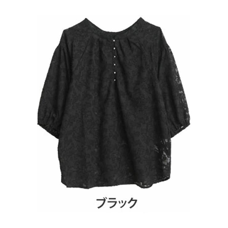 ブラック | Rin 花柄シフォンジャガード 前後2WAYブラウス | A Happy Marilyn