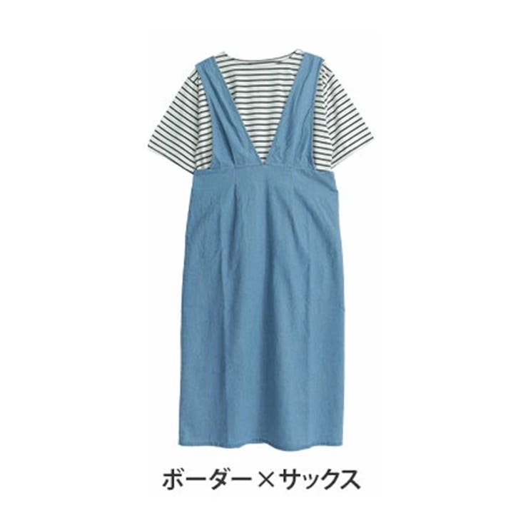 デニムジャンスカ Tシャツ コーデセット[品番：AH000022176]｜A Happy