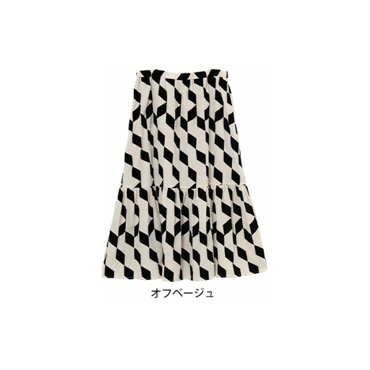 オフベージュ | Rin 幾何柄 フロッキースカート | A Happy Marilyn