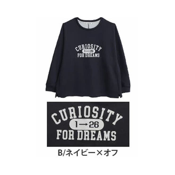B/ネイビー×オフ（タグネイビー） | MAGICALSHAPELINE 裏ベロア ゆるプリントトレーナー | A Happy Marilyn