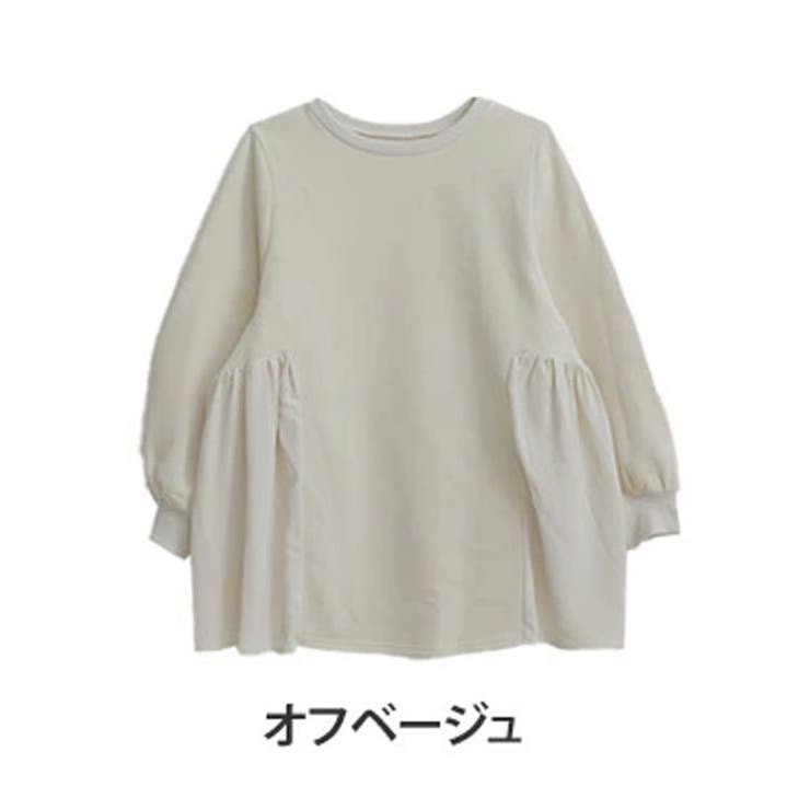 オフベージュ | お出かけ裏起毛 異素材切り替え サイドラインカバープルオーバー | A Happy Marilyn