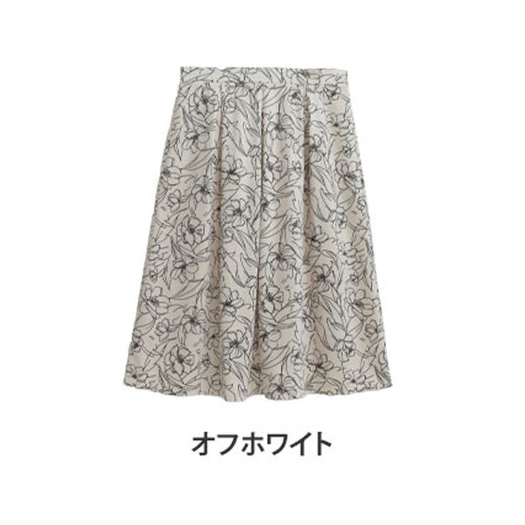 オフホワイト | 線画プリント 花柄 スカート | A Happy Marilyn