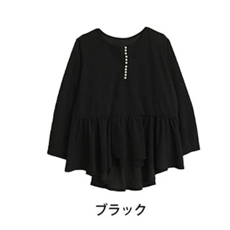 ブラック | Rin パール付 ペプラムブラウス | A Happy Marilyn