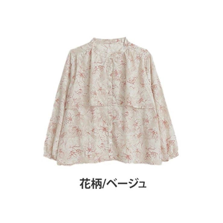 デシン 花柄 ケープ付きブラウス _ 大きいサイズレディース