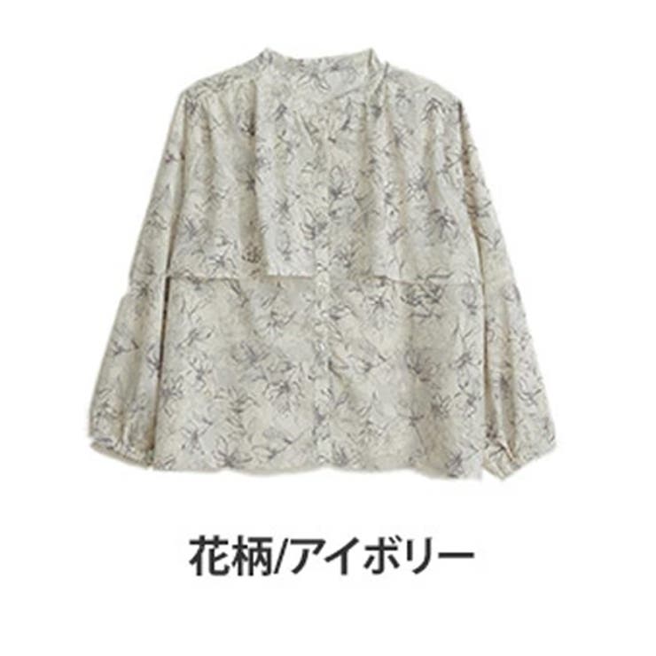 花柄/アイボリー | デシン 花柄 ケープ付きブラウス | A Happy Marilyn