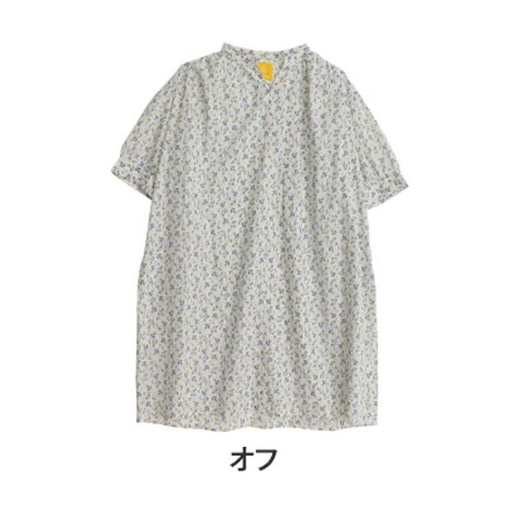 オフ(タグ白) | lesOlivades 綿100％ AラインVネックコットン花柄ワンピース | A Happy Marilyn
