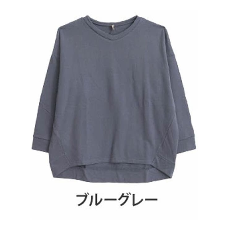ブルーグレー | 肌触りの虜！！やみつきソフトタッチ裏毛 こなれシルエット ゆるVトレーナー | A Happy Marilyn