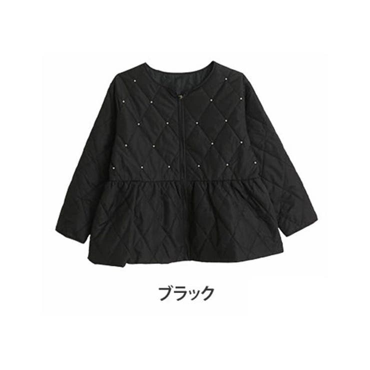 パール使い ダイヤキルト ペプラムコート
