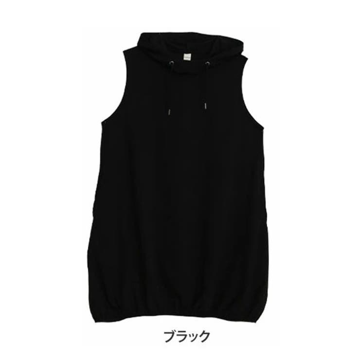 ブラック | フード付き 裾バルーン ノースリーブ | A Happy Marilyn