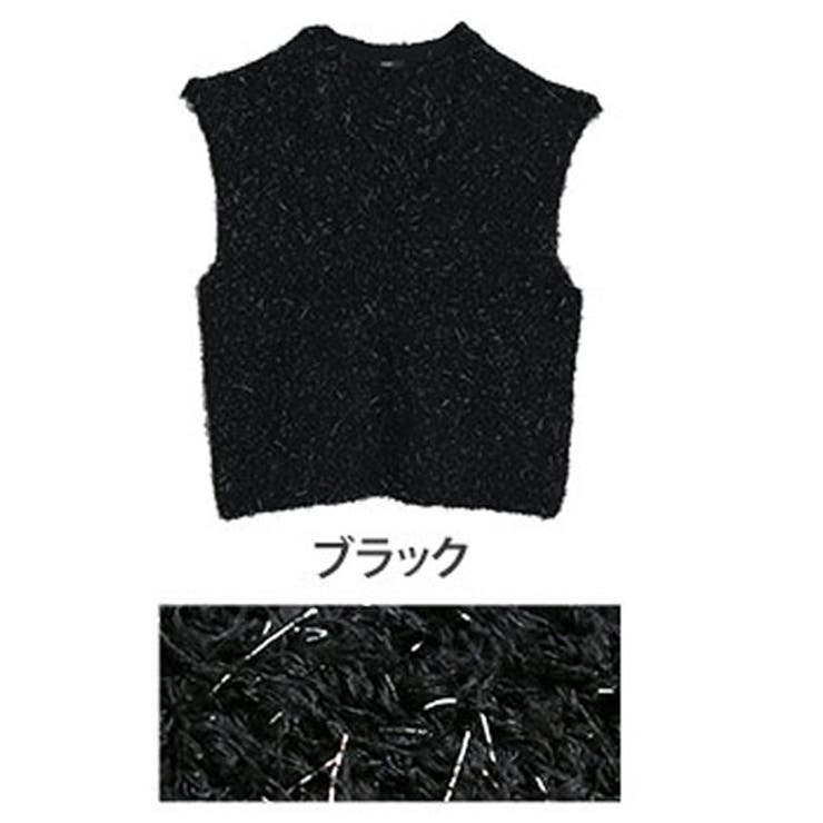 ブラック(タグクロ) | ブラッシュフェザー Vネック ベスト | A Happy Marilyn