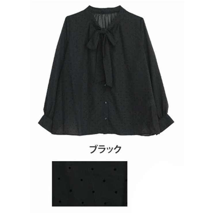 ブラック | シフォン ドットフロッキー ブラウス | A Happy Marilyn