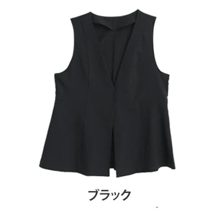 ブラック | 360ストレッチ ペプラム ジレ | A Happy Marilyn