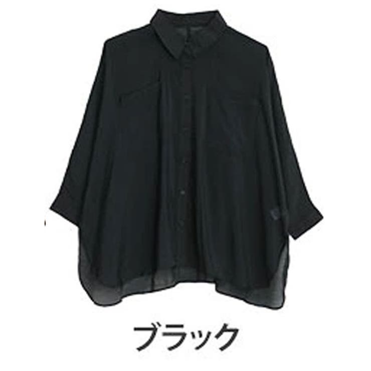 ブラック | 控え目な透け感で体型カバー ドルマンシルエット シアーシャツ | A Happy Marilyn