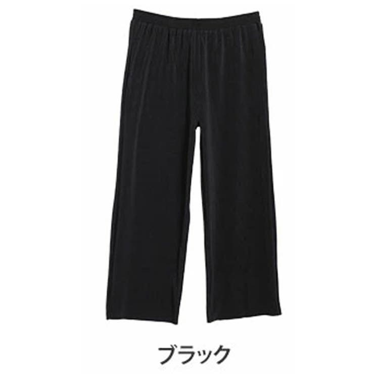 ブラック | カットスムース プリーツパンツ 大きいサイズ | A Happy Marilyn