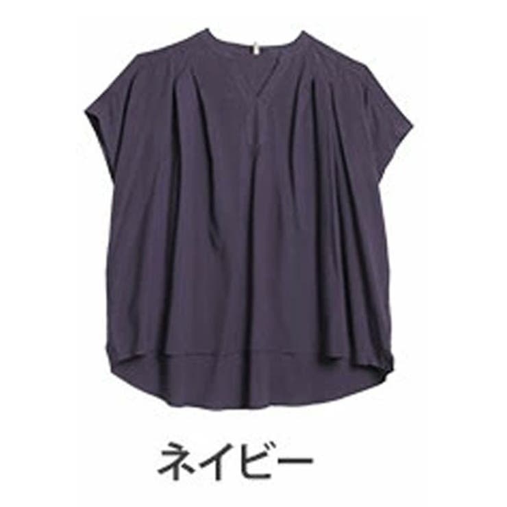 ネイビー(タグ紺) | セットアップ対応 ひんやりリラックス キャップスリーブブラウス | A Happy Marilyn