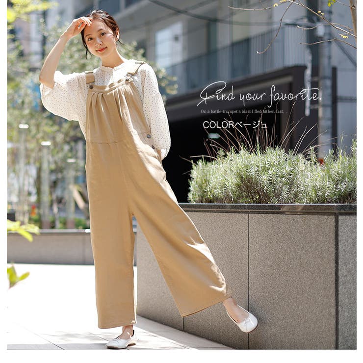胸タックデザイン ワイドパンツ サロペット大きいサイズ[品番