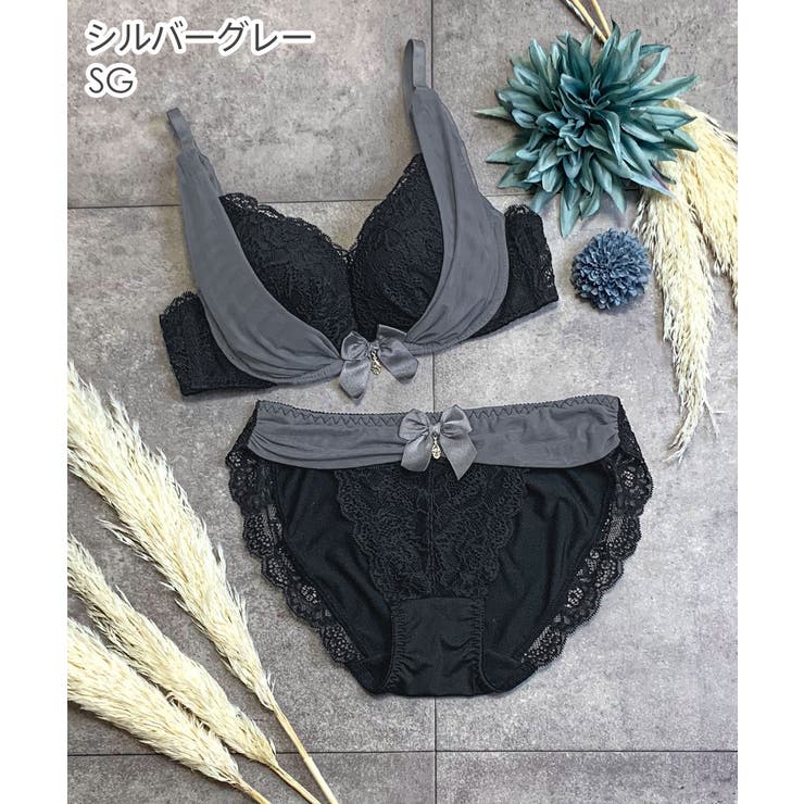 SG-シルバーグレー | 美谷間ブラ&ショーツセット 盛れるブラ かわいい | aimerfeel