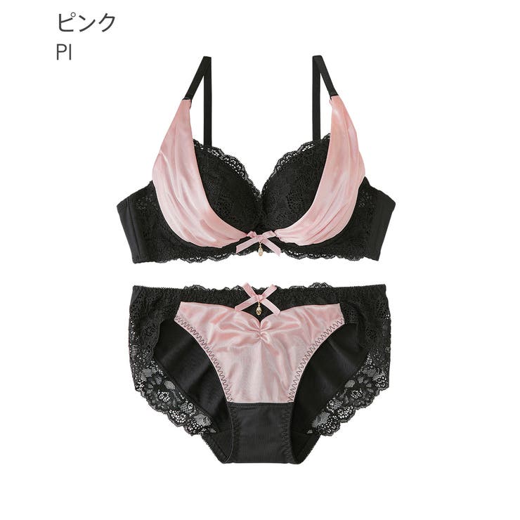 サテン地のブラセット サテンリュクス ブラジャー&ショーツブラ