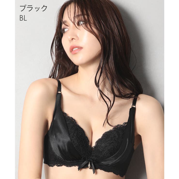 サテン地のブラセット サテンリュクス ブラジャー&ショーツブラ