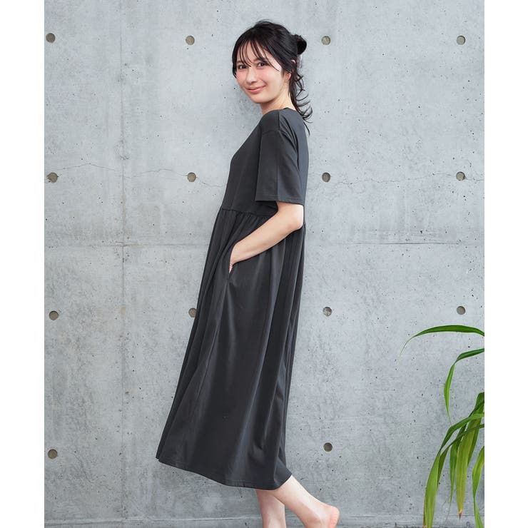 ▼シンプルロゴ 半袖 綿混 ワンピース | aimerfeel | 詳細画像8 