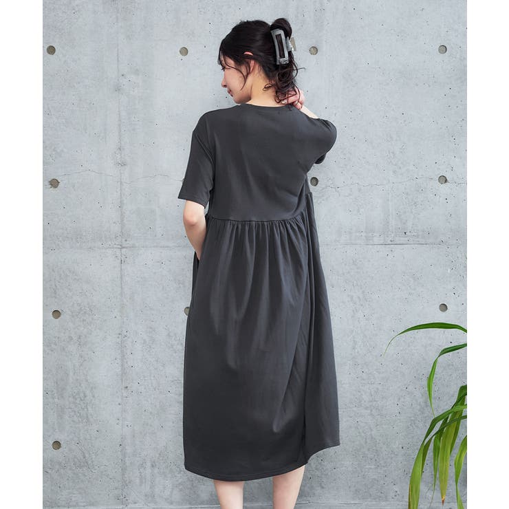 ▼シンプルロゴ 半袖 綿混 ワンピース | aimerfeel | 詳細画像9 