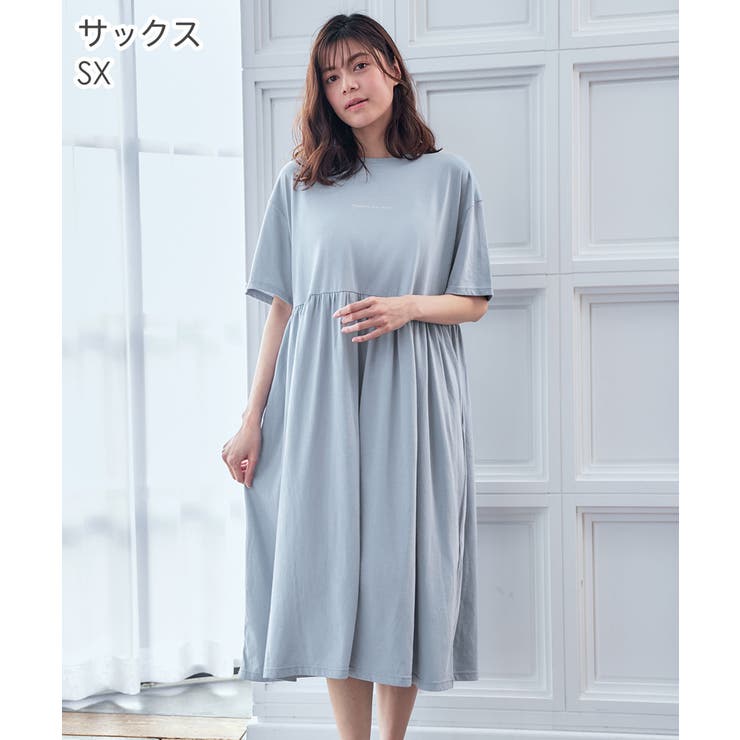 SX-サックス | ▼シンプルロゴ 半袖 綿混 ワンピース | aimerfeel