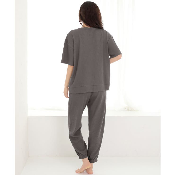 ▼カジュアルワッフル ポケット付き 綿混 半袖 上下セット (男女兼用サイズ) | aimerfeel | 詳細画像11 