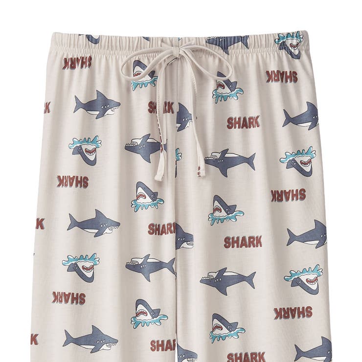 ▽モチーフプリント ロングパンツ 半袖 上下セット[品番：SK000009615
