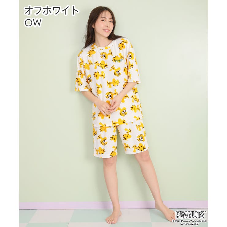 超激安 スヌーピー PEANUTS パイル (男女兼用サイズ 上下セット 半袖 ルームウェア