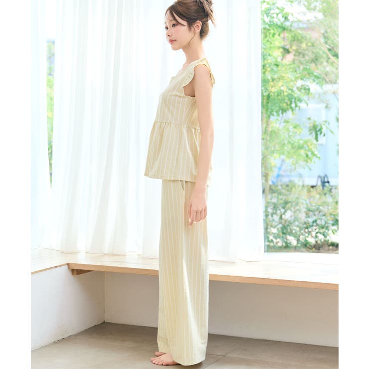 ストライプフリル ロングパンツ 綿混 上下セット | aimerfeel | 詳細画像8 