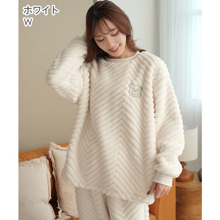 ▽ヘリンボーン ボア 長袖 上下セット (男女兼用サイズ)[品番