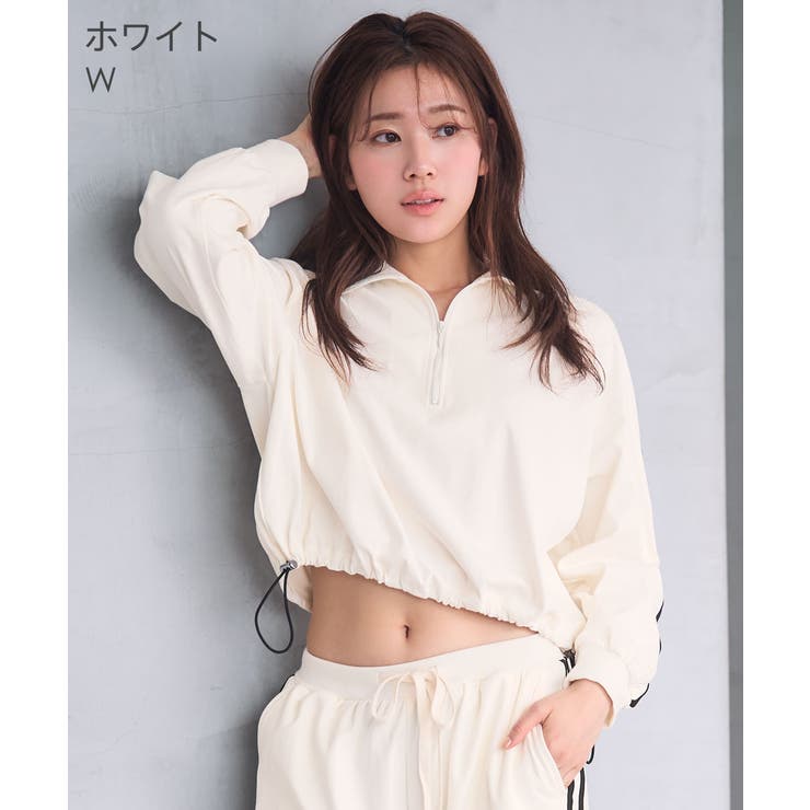 ▽ハーフジップ ライン ジャージ風 長袖 上下セット[品番:SK000010293 ▽ハーフジップ ライン ジャージ風 長袖 上下セット[品番:SK000010293