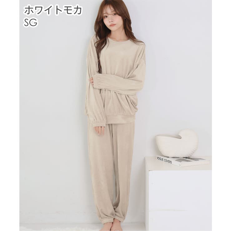 SG-ホワイトモカ | ベーシック ストレッチ ソフトボア 長袖 上下セット | aimerfeel