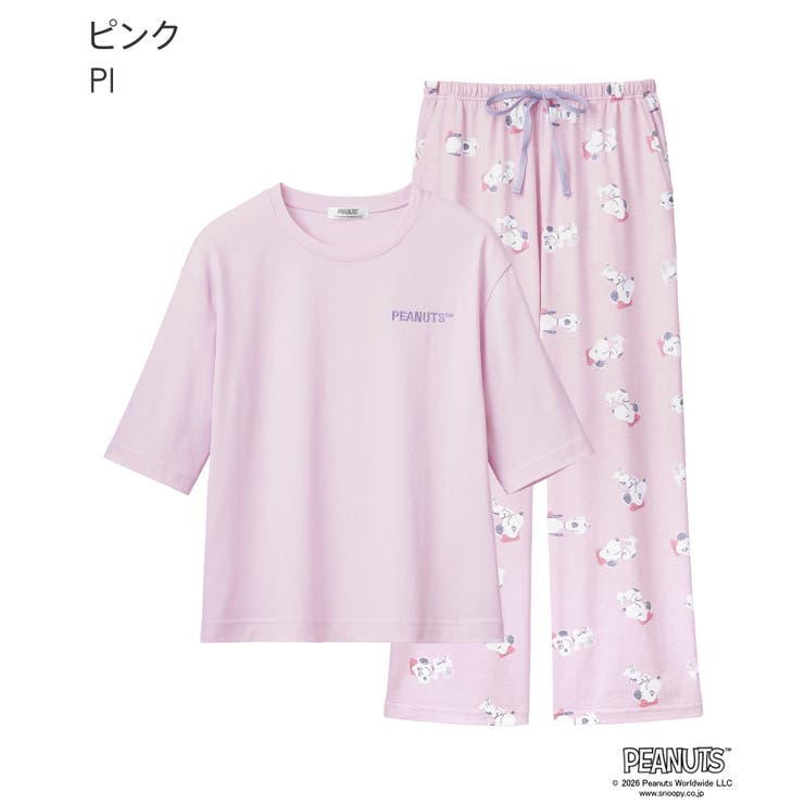 PEANUTS スヌーピー バックプリント 半袖 綿混 上下セット | aimerfeel | 詳細画像18 