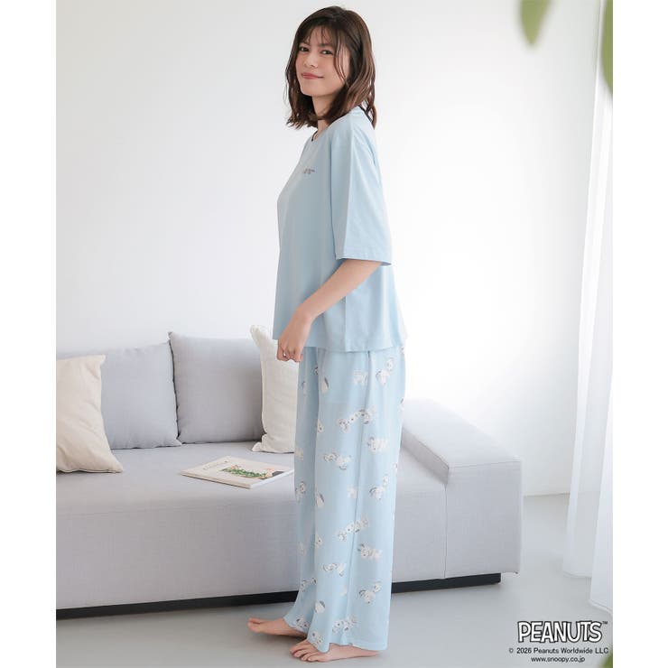 PEANUTS スヌーピー バックプリント 半袖 綿混 上下セット | aimerfeel | 詳細画像7 