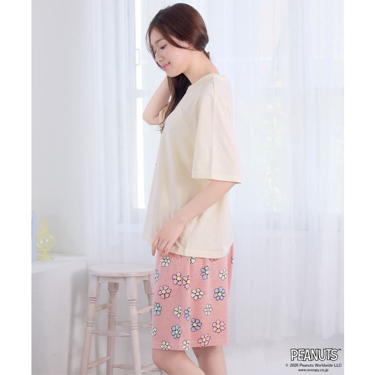 PEANUTS スヌーピー サマー 半袖 綿混 上下セット | aimerfeel | 詳細画像5 