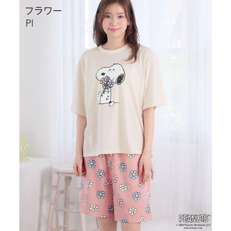 PEANUTS スヌーピー サマー 半袖 綿混 上下セット | aimerfeel | 詳細画像2 