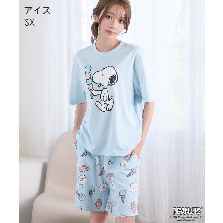 PEANUTS スヌーピー サマー 半袖 綿混 上下セット | aimerfeel | 詳細画像4 