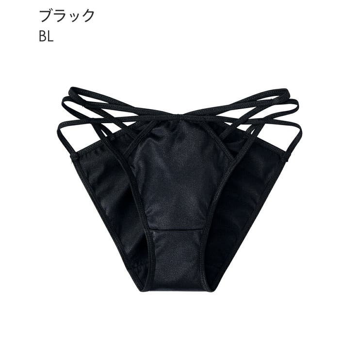★aimerfeel★光沢サテンプリーツ★編み上げスピンドルキャミソール★下着黒 サテンシャイン プレーンショーツ[品番：SK000010232]｜aimerfeel