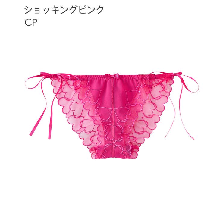 aimerfeel★サテンレース★オープンハート柄ショーツ★パンツ下着★ピンクM aimer feel - aimerfeel☆サテンレース☆オープンハート柄ショーツ