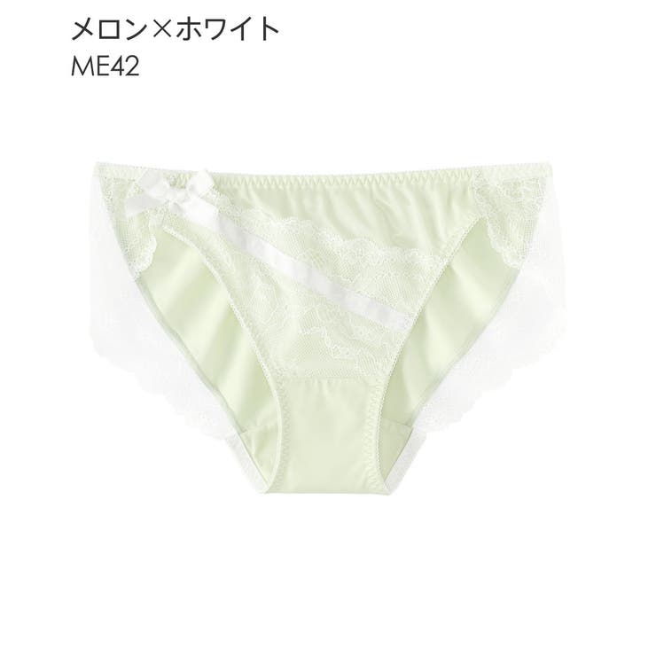 ME42-メロン×ホワイト | レース フルバックショーツ サテン | aimerfeel