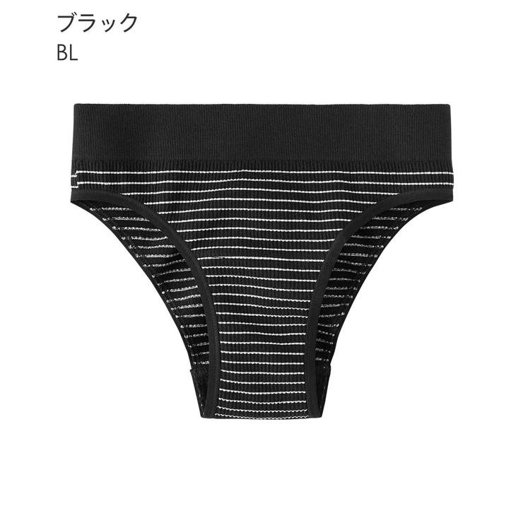 BL-ブラック | ジャガード ボーダー 綿混 ハーフバックショーツ | aimerfeel