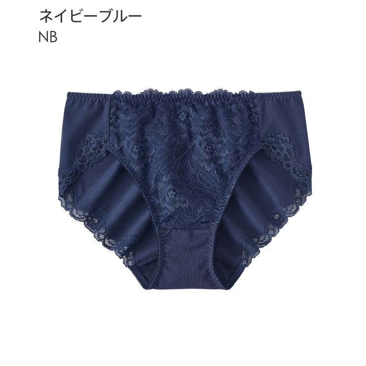 NB-ネイビーブルー | レース深ばき 綿混 プレーンショーツ | aimerfeel