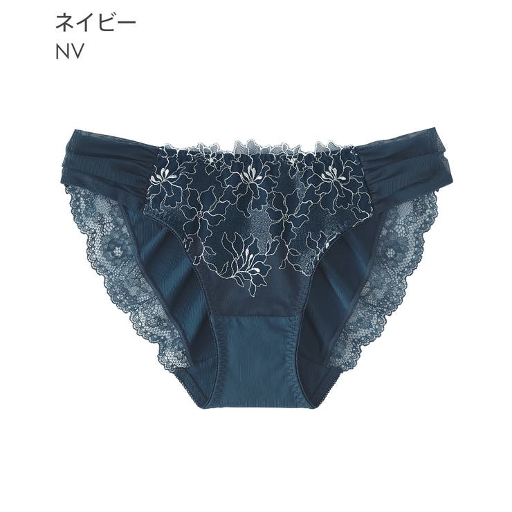 NV-ネイビー | 刺繍レースリフト プレーンショーツ | aimerfeel