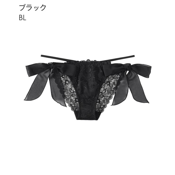 BL-ブラック | シアーフラワー ひも ハーフバックショーツ | aimerfeel