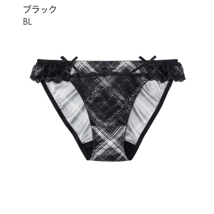 BL-ブラック | チェックサテン カシュクールレース プレーンショーツ | aimerfeel