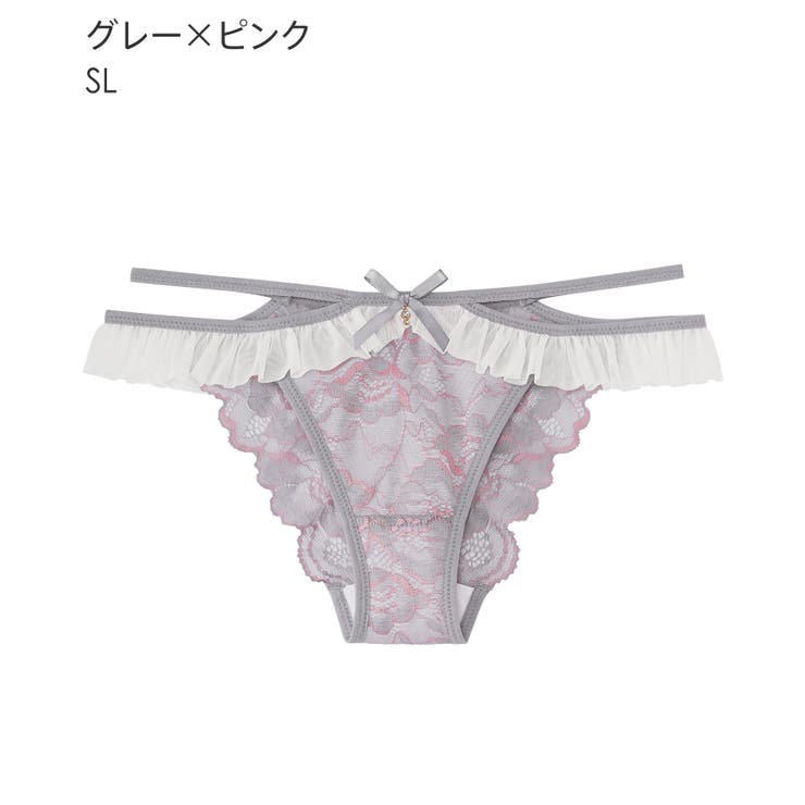 SL-グレー×ピンク | バイカラー レース ハーフバックショーツ | aimerfeel