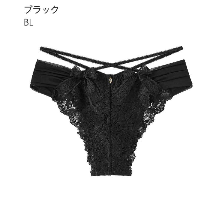 BL-ブラック | クロスレースリボン ハーフバックショーツ | aimerfeel