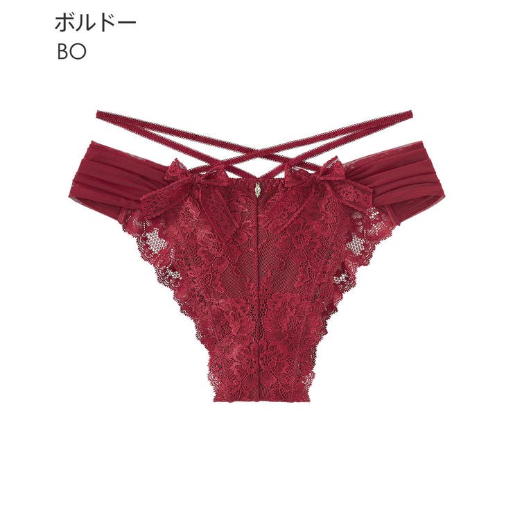 BO-ボルドー | クロスレースリボン ハーフバックショーツ | aimerfeel
